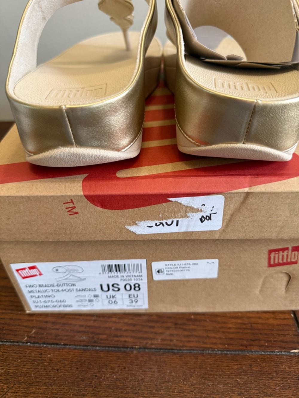 Fitflop Fino Beadie Button Metallic sandals platino NEW‎ 8 - Picture 6 of 6
